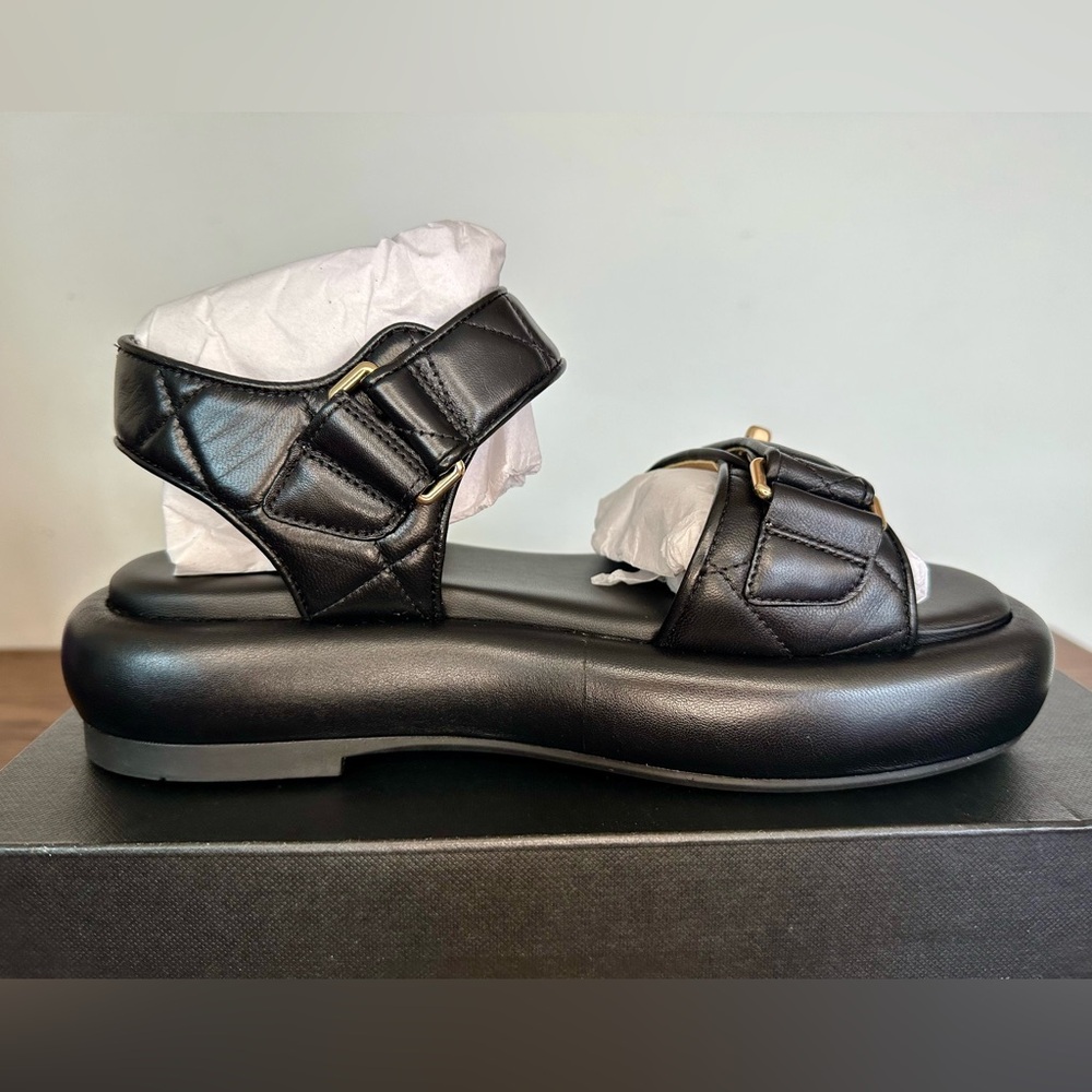 New Coach Peyton Leather Sandal Black Size 7 - Picture 7 of 12